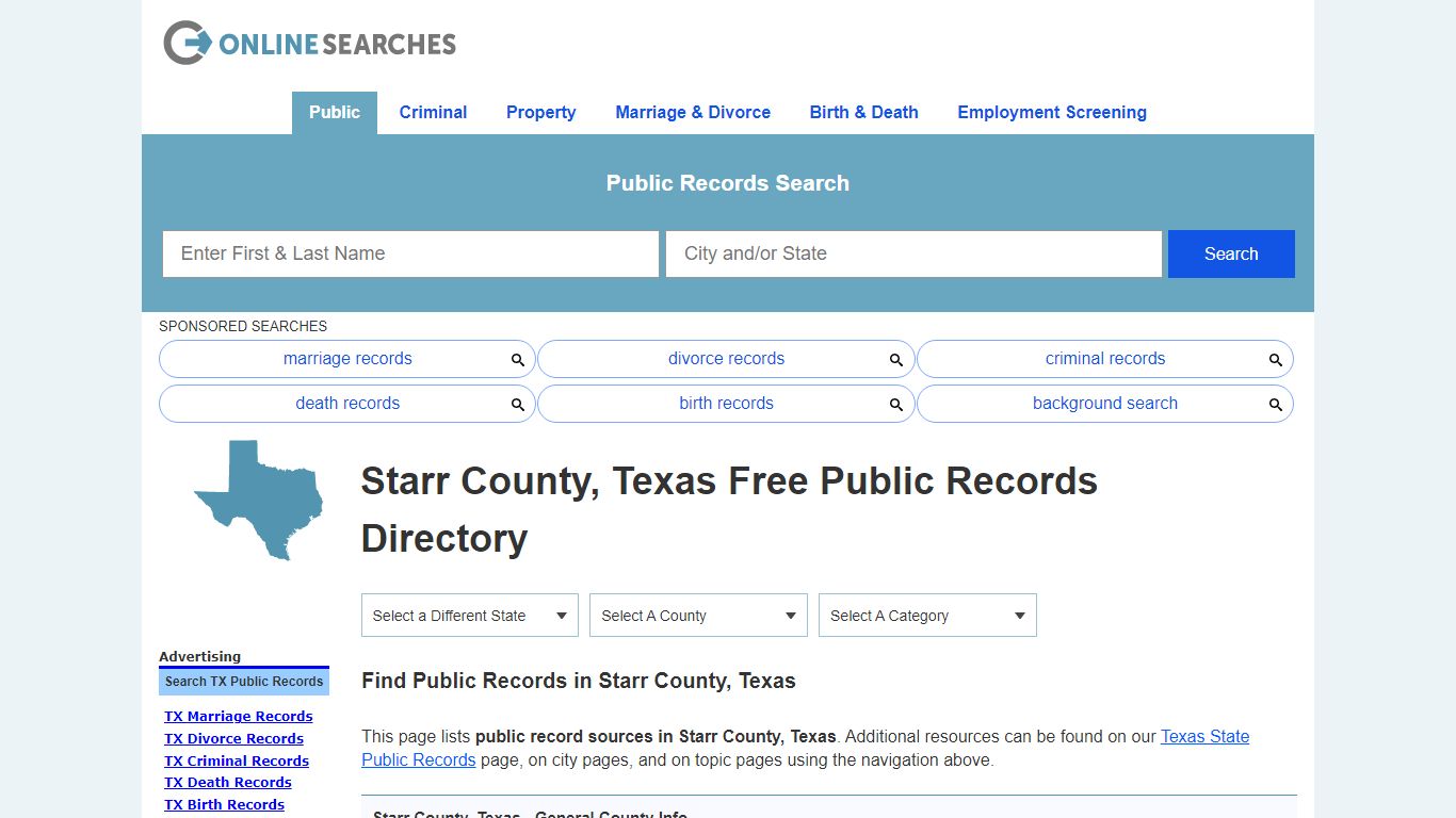 Starr County, Texas Public Records Directory - OnlineSearches.com