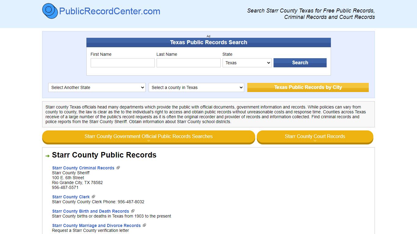 Starr County Texas Free Public Records - Court Records - Criminal Records