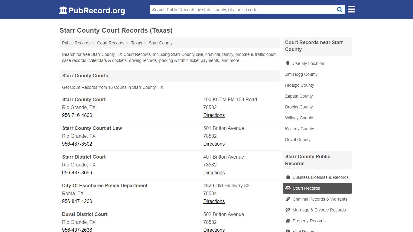 Starr County Court Records (Texas) - Free Public Records Search